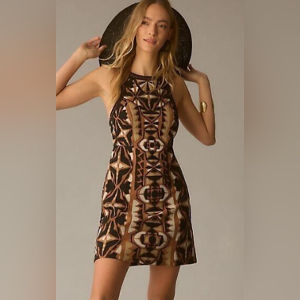 Anthropologie Embroidered Racerback Dress